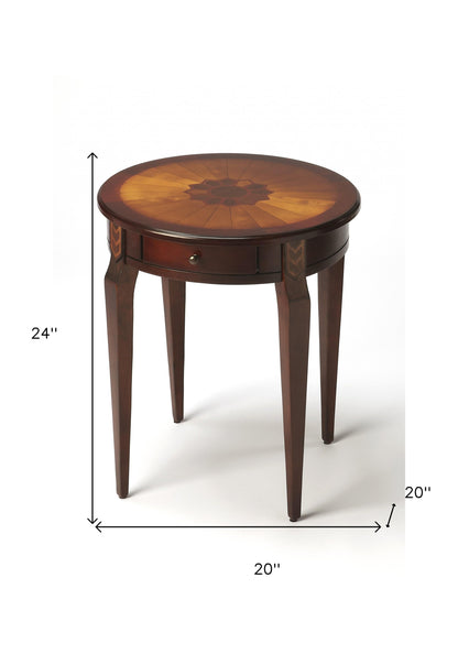 Cherry With Maple Inlay Round Accent Table