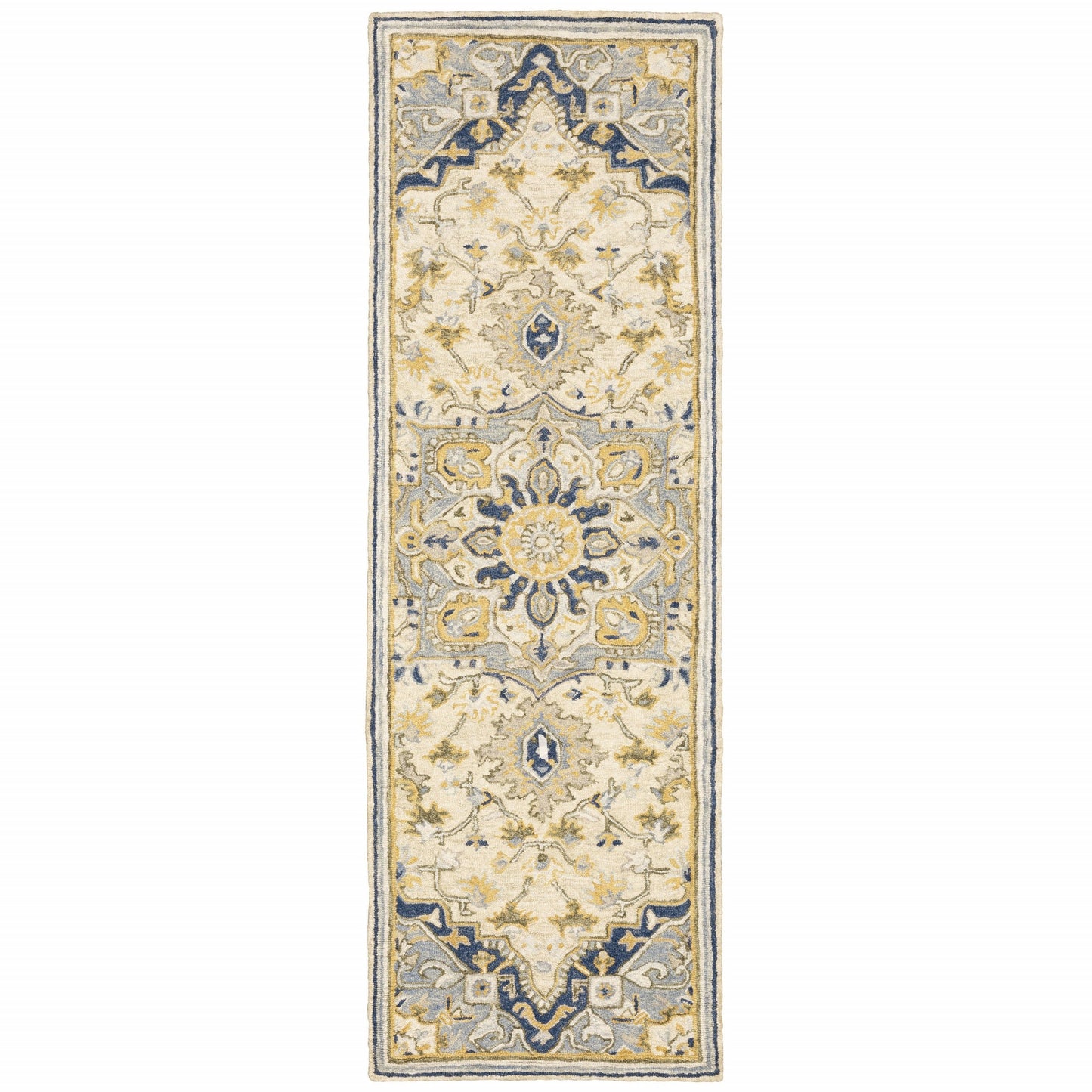 4'X6' Blue And Ivory Bohemian Area Rug