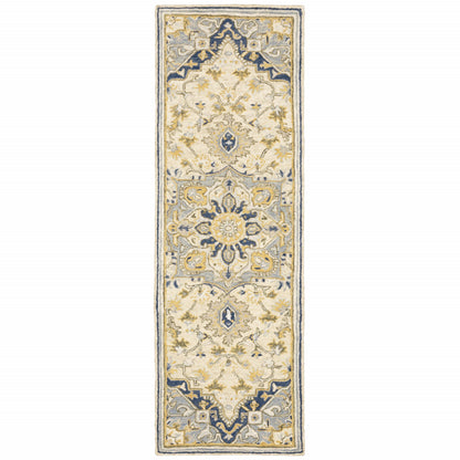 4'X6' Blue And Ivory Bohemian Area Rug