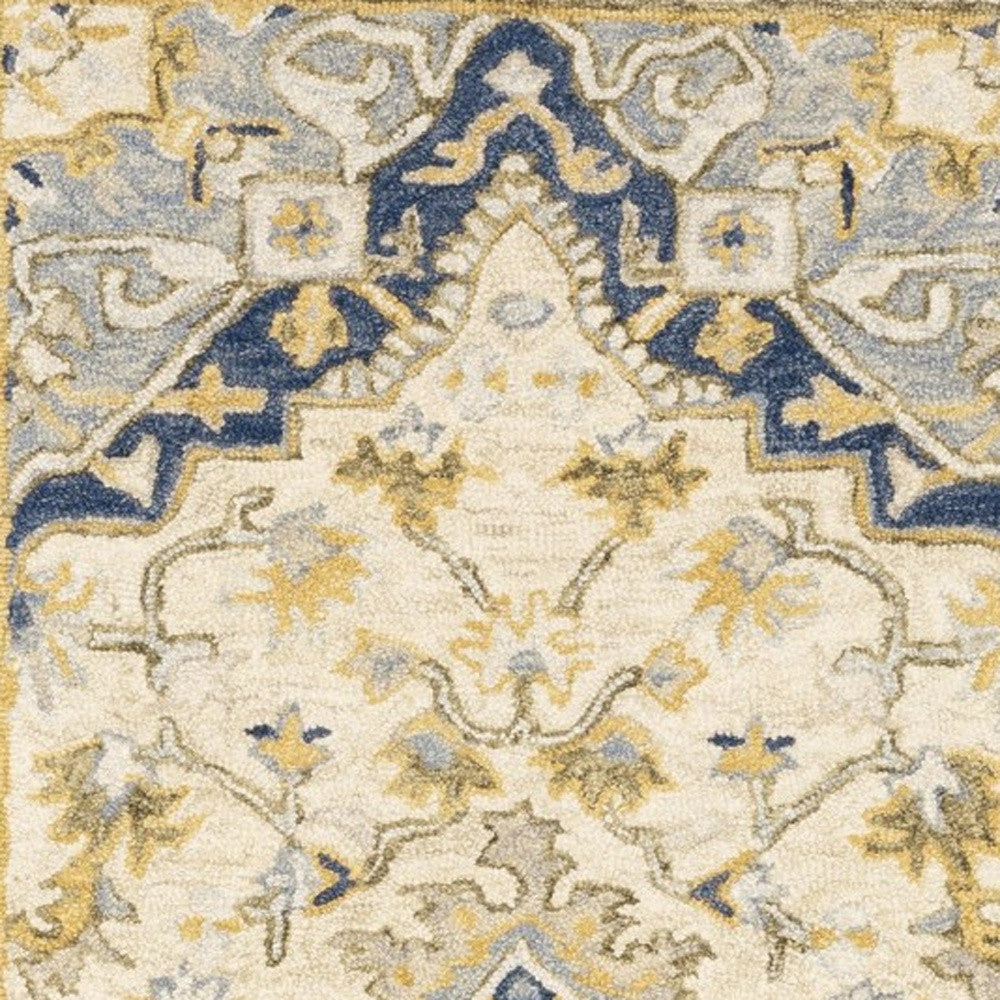 4'X6' Blue And Ivory Bohemian Area Rug