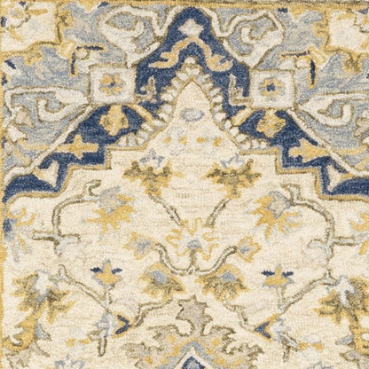 4'X6' Blue And Ivory Bohemian Area Rug