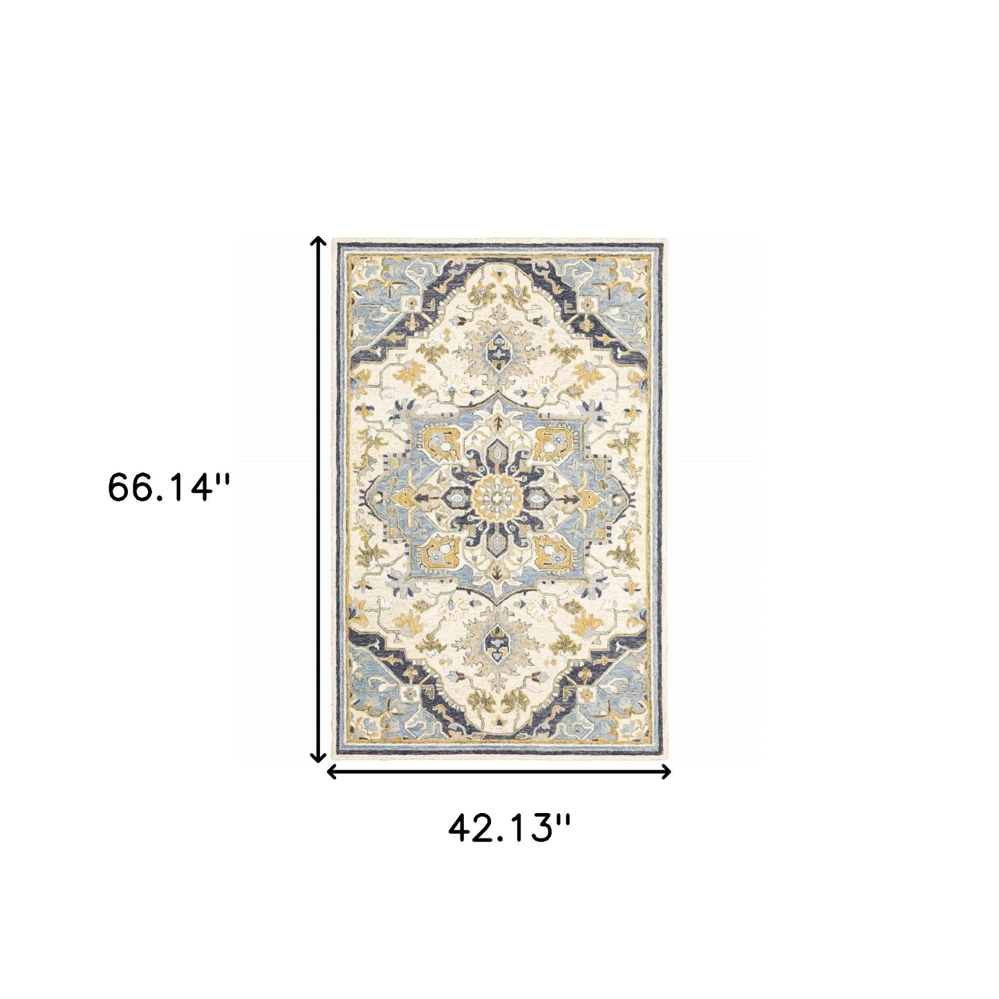 4'X6' Blue And Ivory Bohemian Area Rug