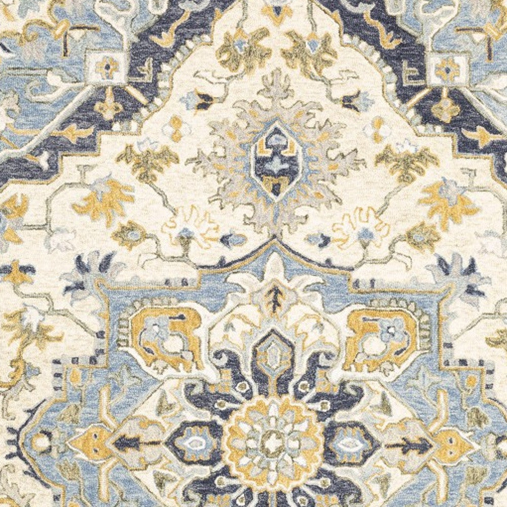 4'X6' Blue And Ivory Bohemian Area Rug