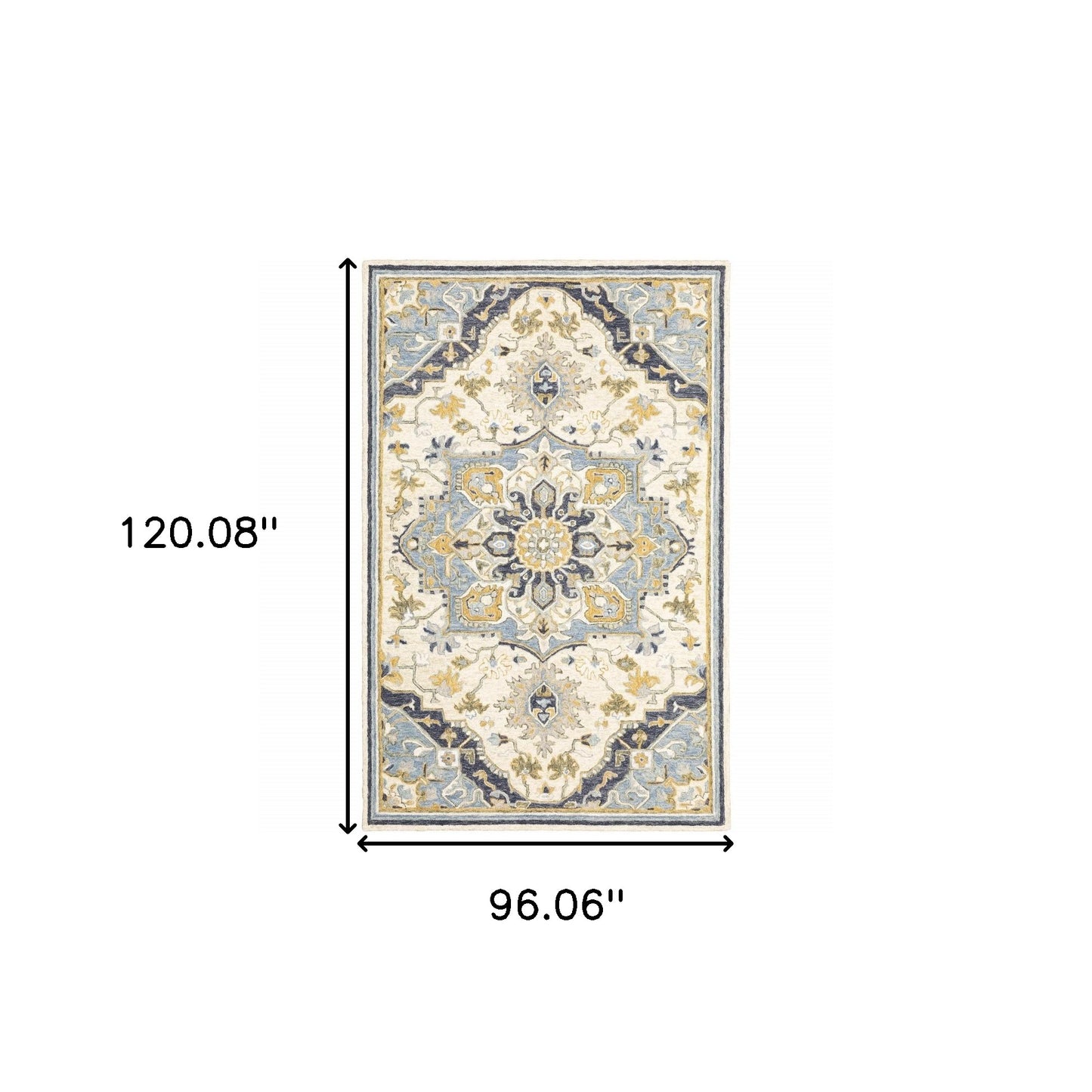 4'X6' Blue And Ivory Bohemian Area Rug
