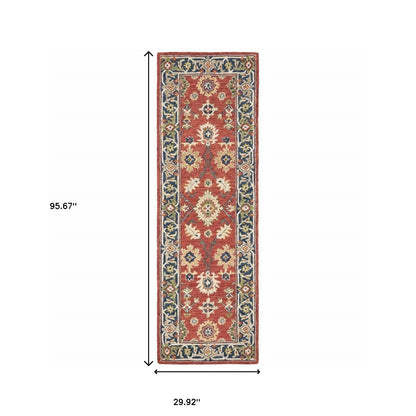 8'X10' Red And Blue Bohemian Rug