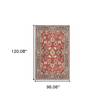 8'X10' Red And Blue Bohemian Rug