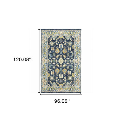 3'X8' Navy And Blue Bohemian Area  Rug