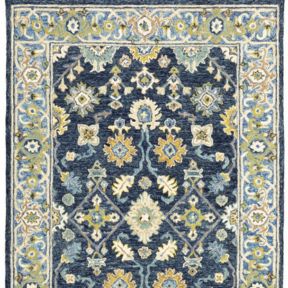 3'X8' Navy And Blue Bohemian Area  Rug