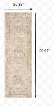 5'X8' Beige And Ivory Center Jewel  Area Rug