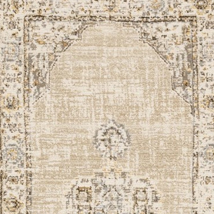 5'X8' Beige And Ivory Center Jewel  Area Rug