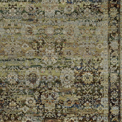 2'X8' Green And Brown Floral Runner Rug