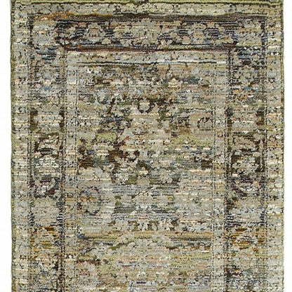 2'X8' Green And Brown Floral Runner Rug