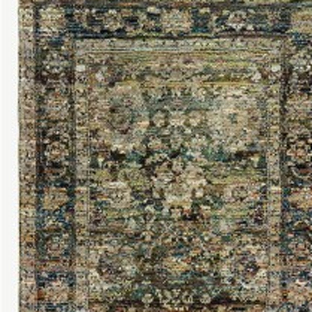 2'X8' Green And Brown Floral Runner Rug