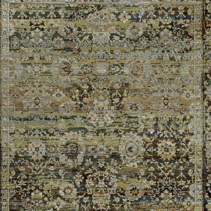 2'X8' Green And Brown Floral Runner Rug