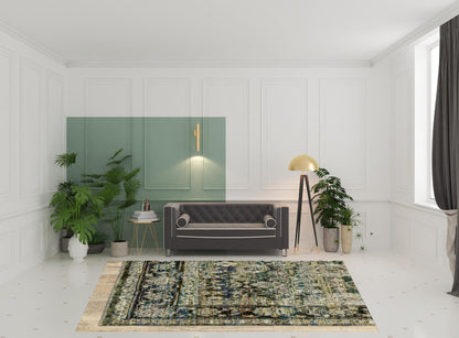 2'X8' Green And Brown Floral Runner Rug