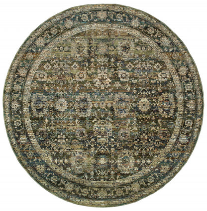2'X8' Green And Brown Floral Runner Rug