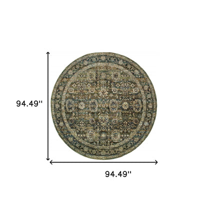 2'X8' Green And Brown Floral Runner Rug