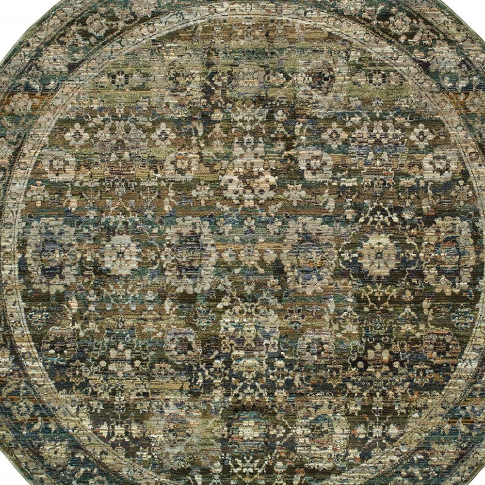 2'X8' Green And Brown Floral Runner Rug