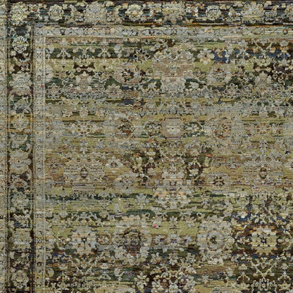2'X8' Green And Brown Floral Runner Rug