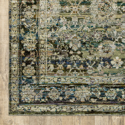 2'X8' Green And Brown Floral Runner Rug