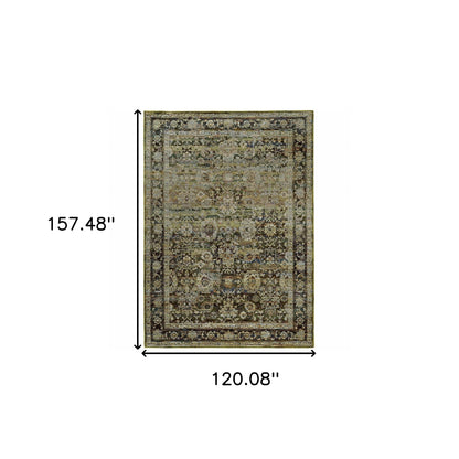 2'X8' Green And Brown Floral Runner Rug