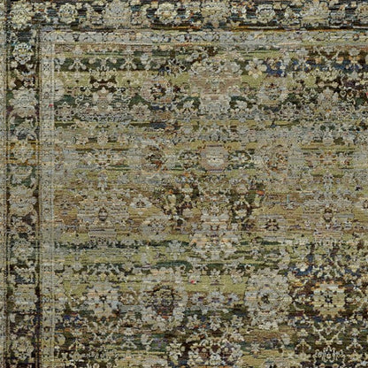 2'X8' Green And Brown Floral Runner Rug
