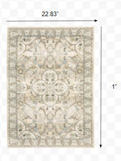 9'X12' Beige And Ivory Medallion Area Rug