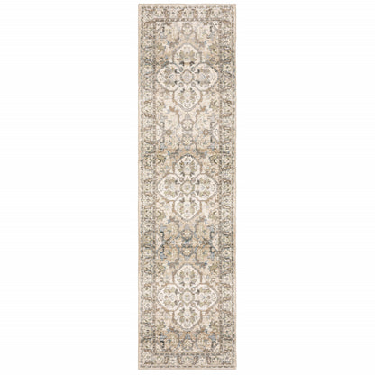 9'X12' Beige And Ivory Medallion Area Rug