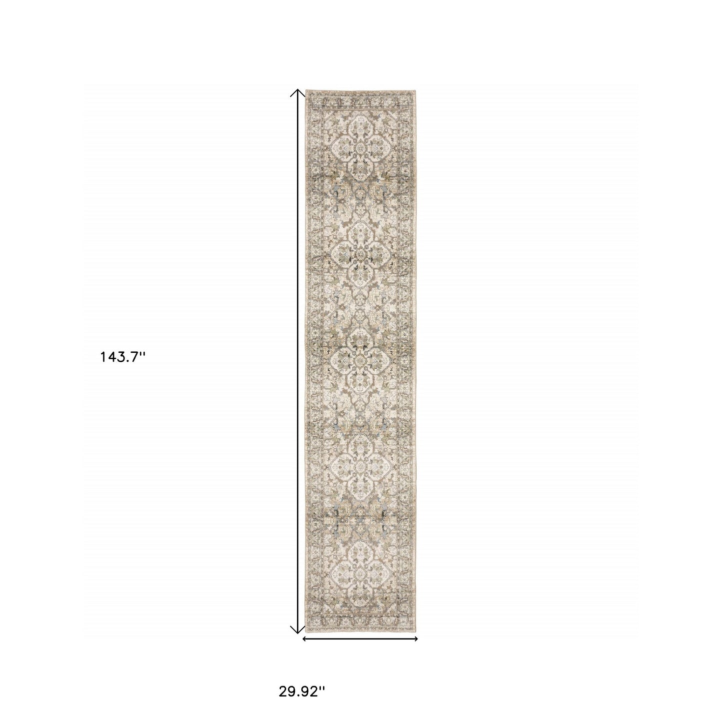 9'X12' Beige And Ivory Medallion Area Rug