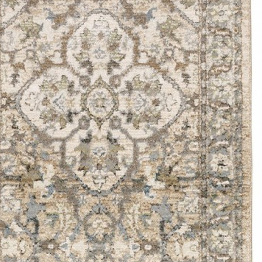 9'X12' Beige And Ivory Medallion Area Rug
