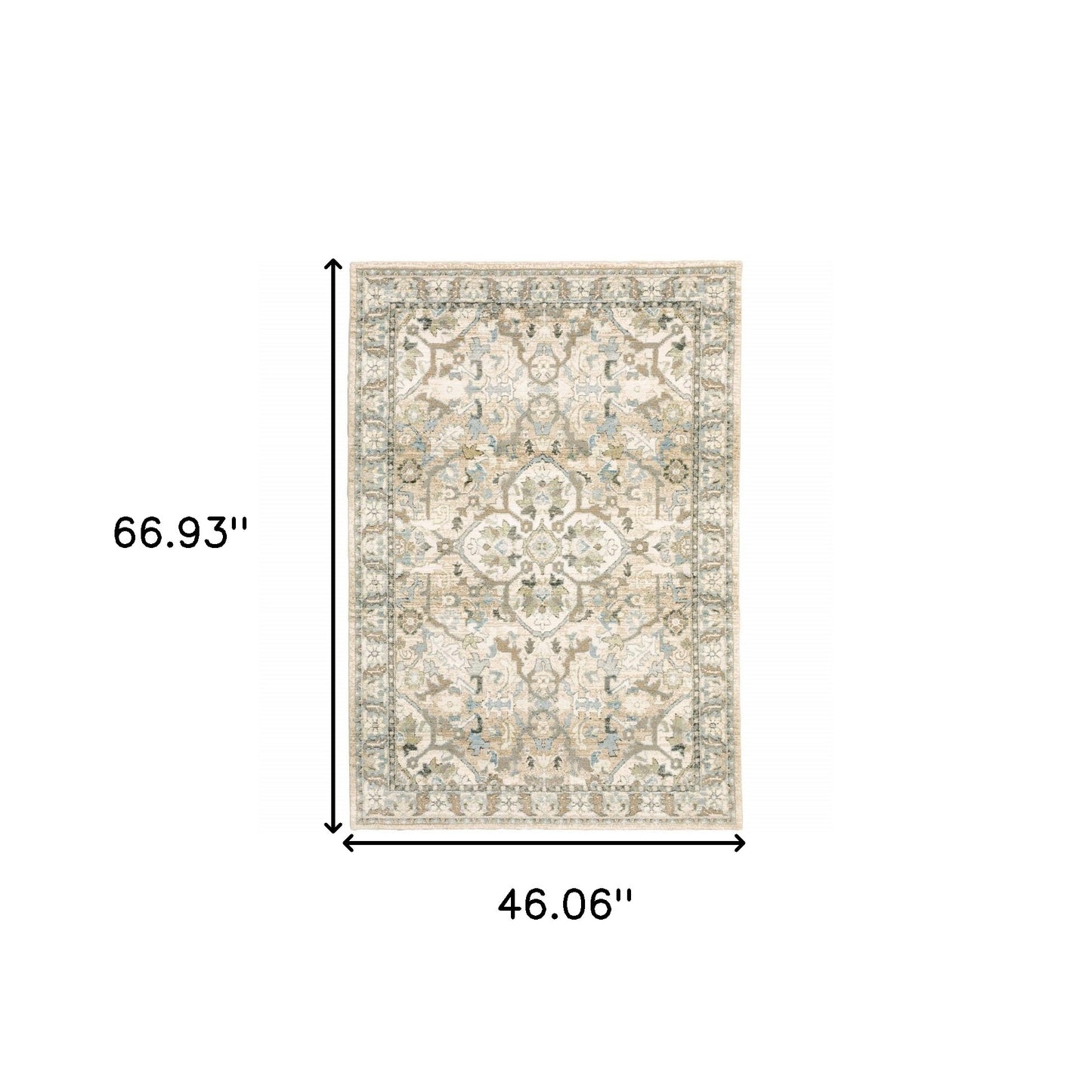 9'X12' Beige And Ivory Medallion Area Rug