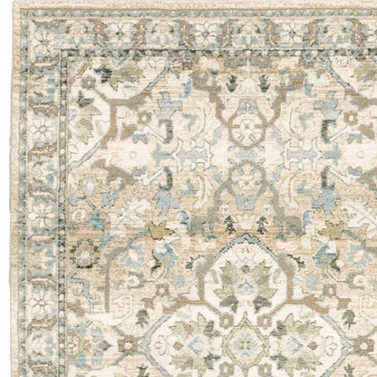 9'X12' Beige And Ivory Medallion Area Rug