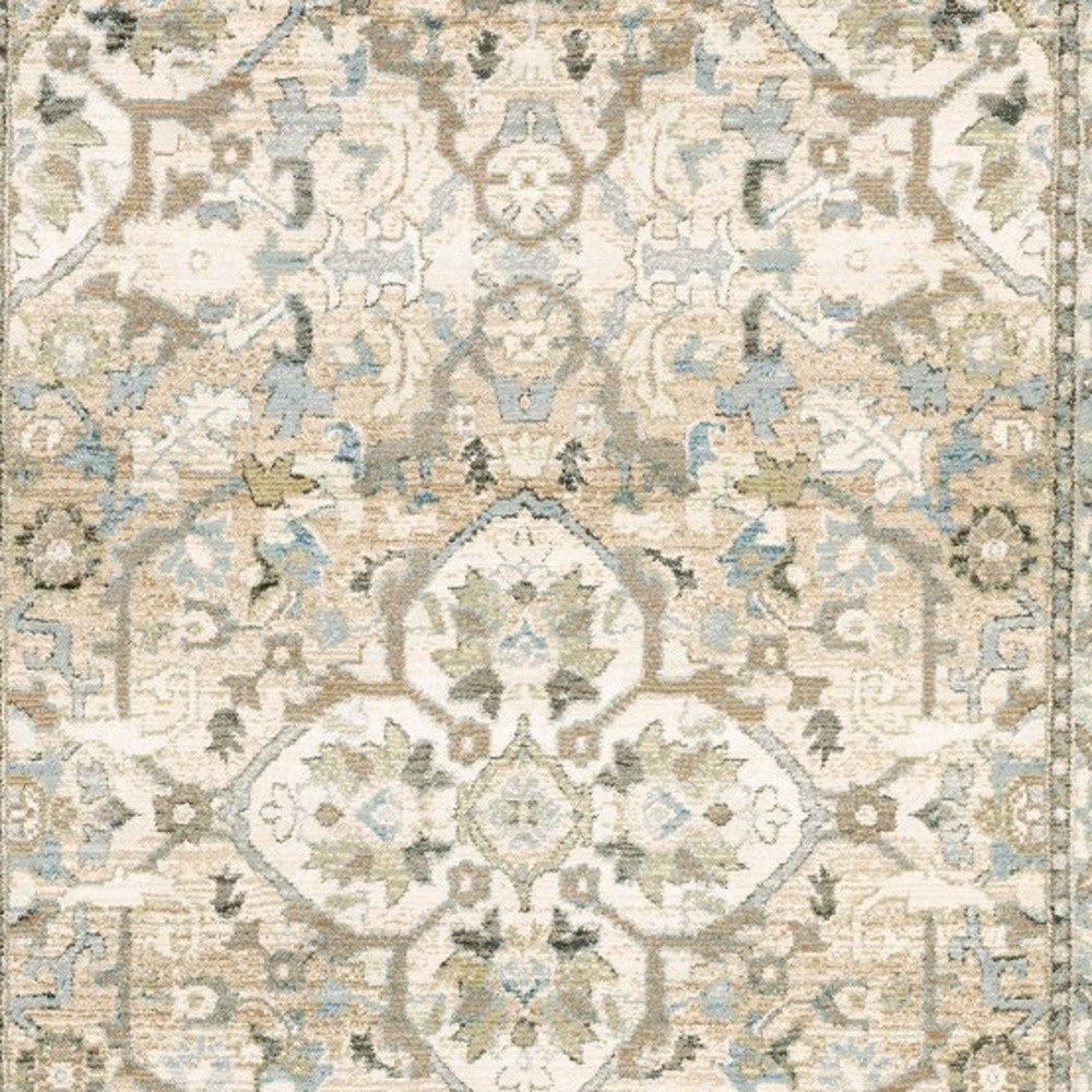 9'X12' Beige And Ivory Medallion Area Rug