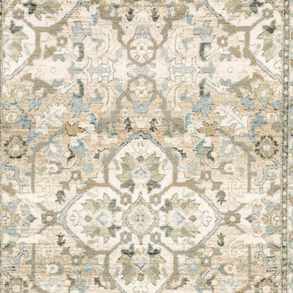9'X12' Beige And Ivory Medallion Area Rug