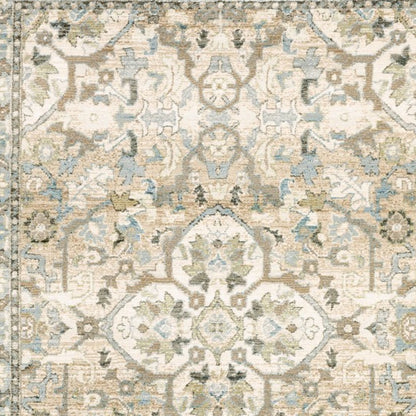 9'X12' Beige And Ivory Medallion Area Rug
