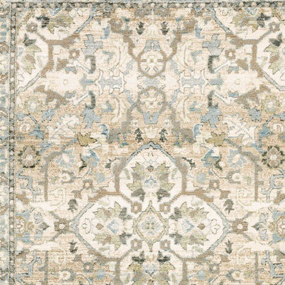 9'X12' Beige And Ivory Medallion Area Rug