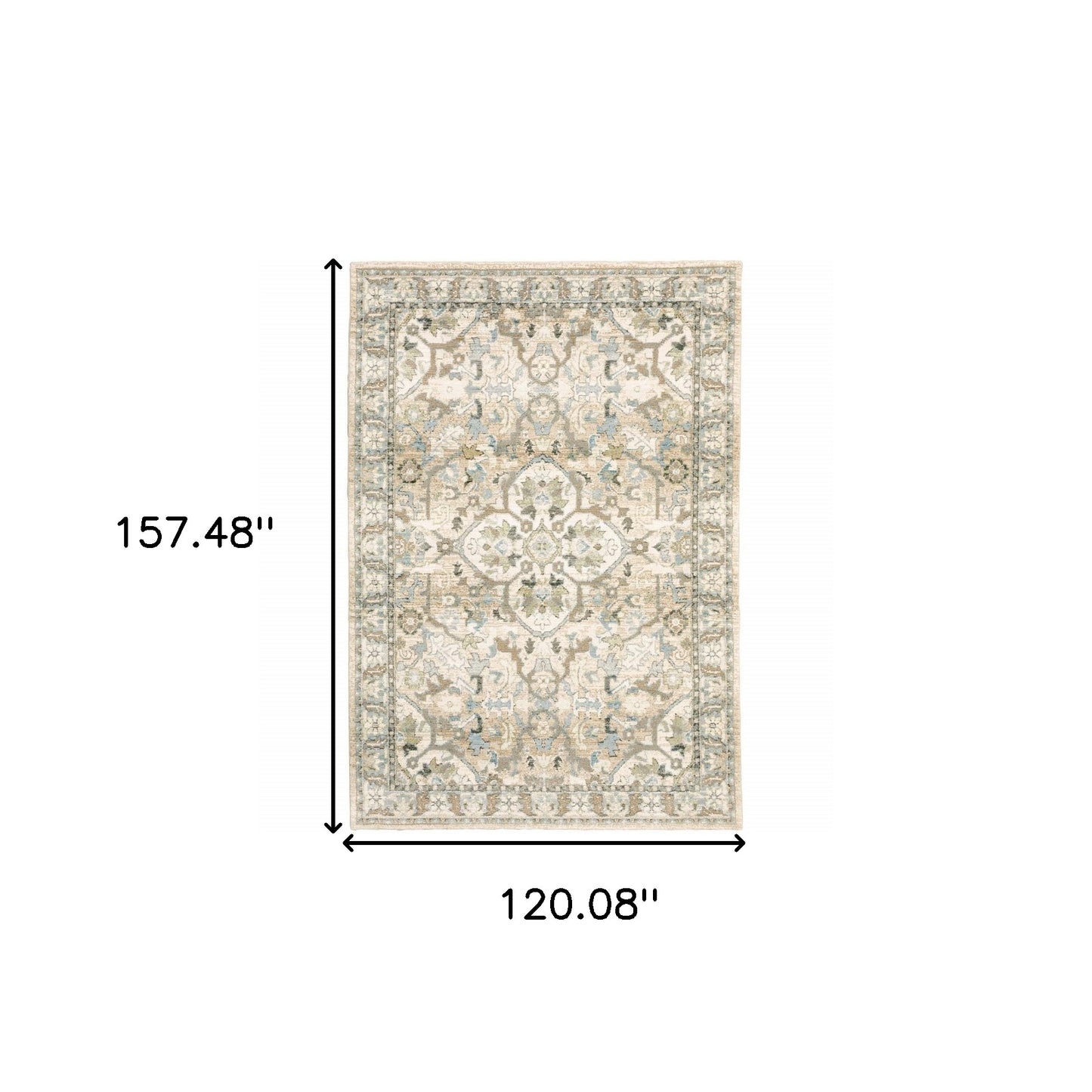 9'X12' Beige And Ivory Medallion Area Rug