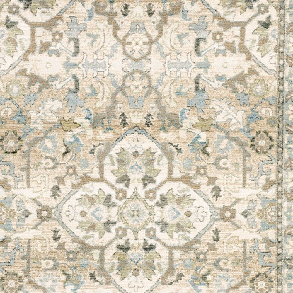 9'X12' Beige And Ivory Medallion Area Rug
