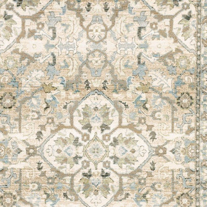 9'X12' Beige And Ivory Medallion Area Rug