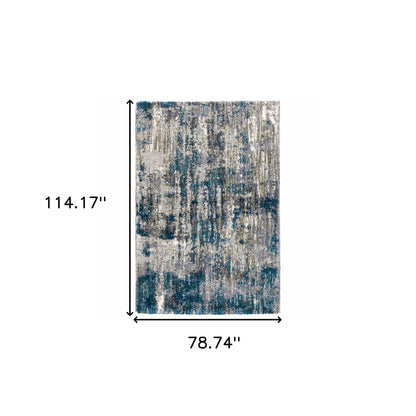 8'X10' Grey And Blue Grey Skies Area Rug