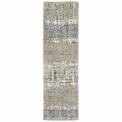 5'X8' Grey And Ivory Abstract Lines  Area Rug
