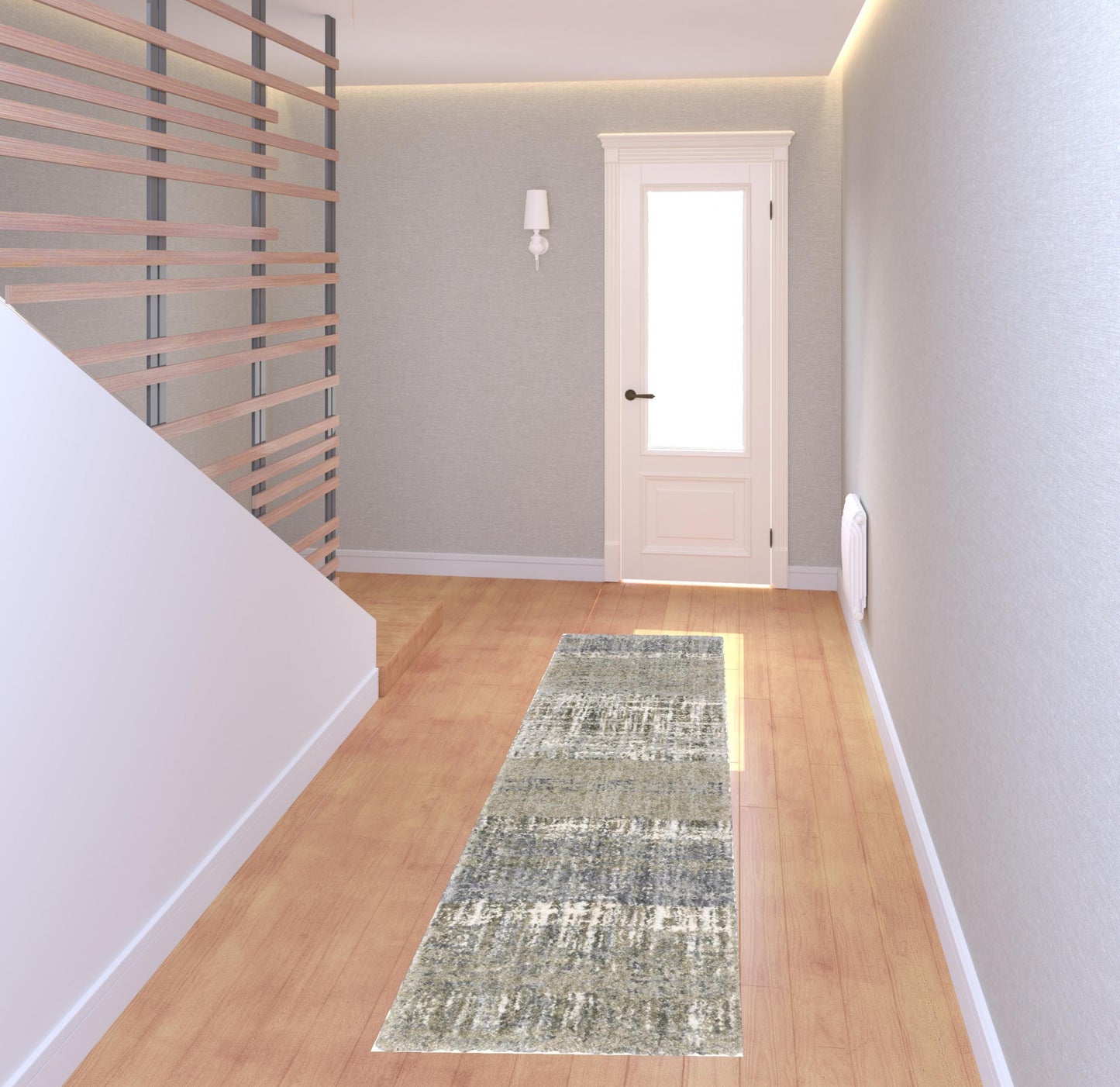 5'X8' Grey And Ivory Abstract Lines  Area Rug