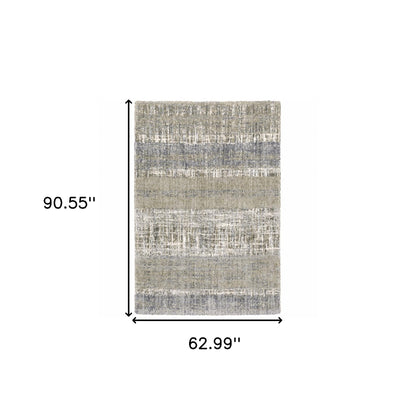 5'X8' Grey And Ivory Abstract Lines  Area Rug