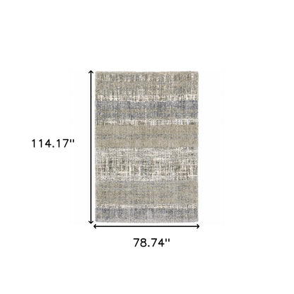 5'X8' Grey And Ivory Abstract Lines  Area Rug