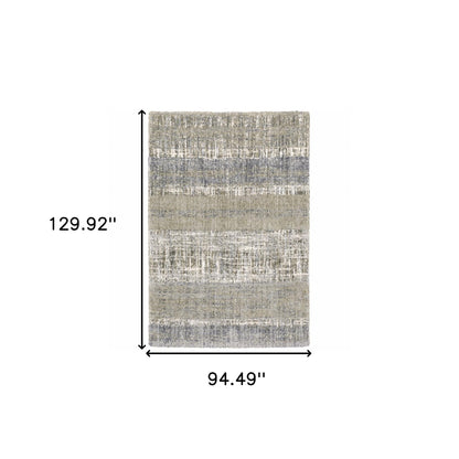 5'X8' Grey And Ivory Abstract Lines  Area Rug