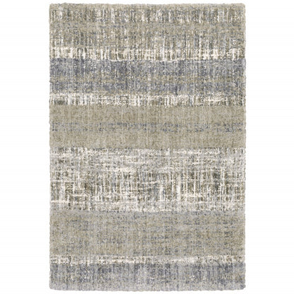 5'X8' Grey And Ivory Abstract Lines  Area Rug