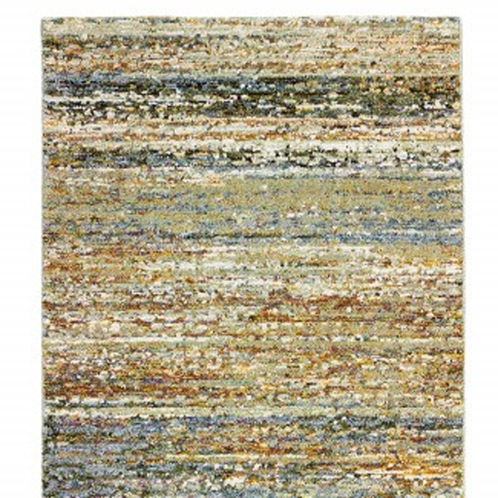 5'X8' Gold And Green Abstract Area Rug