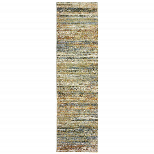 5'X8' Gold And Green Abstract Area Rug