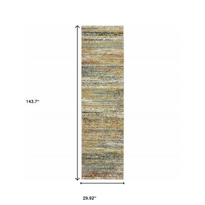 5'X8' Gold And Green Abstract Area Rug