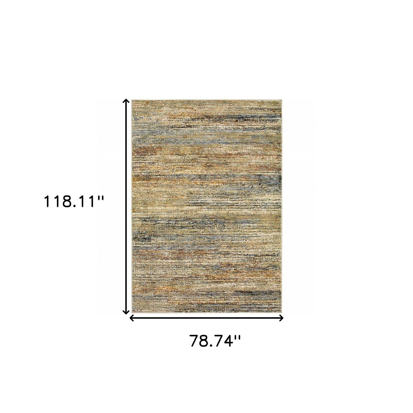 5'X8' Gold And Green Abstract Area Rug